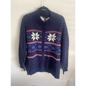 Lands End Snowflake Fair Isle Plus Size Button Up Cardigan Sweater Size 3X
